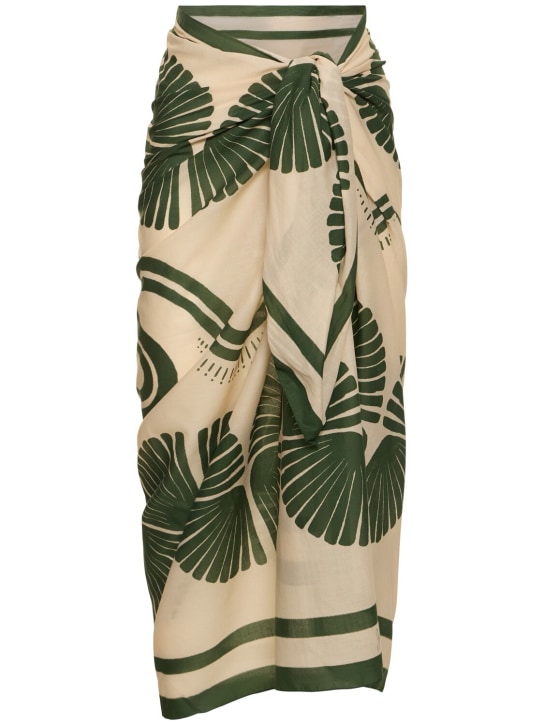 Johanna Ortiz: Kené printed cotton sarong - Beige/Green - women_0 | Luisa Via Roma