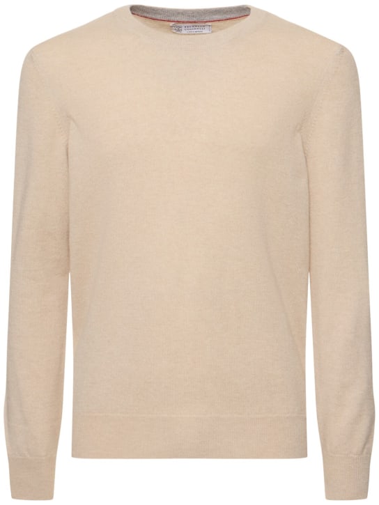 Brunello Cucinelli: Fine cashmere crewneck sweater - Sabbia - men_0 | Luisa Via Roma