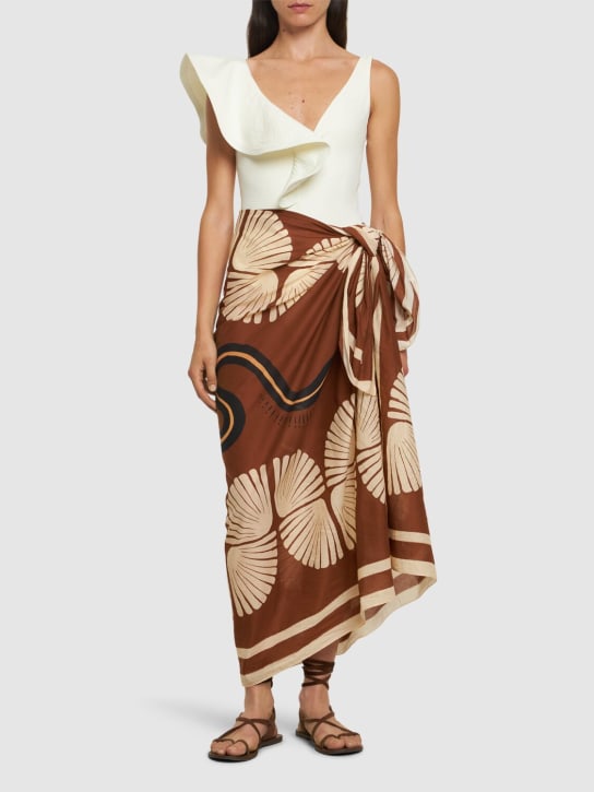 Johanna Ortiz: Kené printed cotton sarong - Brown/Multi - women_1 | Luisa Via Roma
