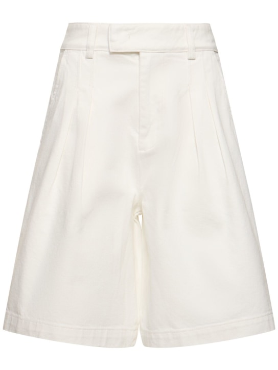 The Frankie Shop: Xavier cotton denim Bermuda shorts - Bianco - women_0 | Luisa Via Roma