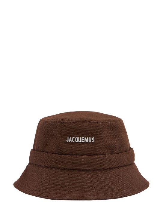 Jacquemus: Le Bob Gadjo cotton logo bucket hat - Brown - women_0 | Luisa Via Roma