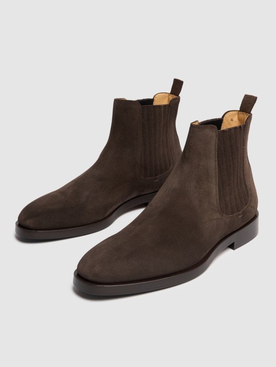 Brunello Cucinelli: Suede Chelsea boots - Corvino - men_2 | Luisa Via Roma
