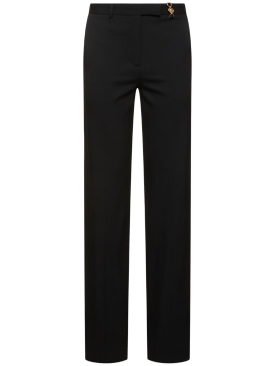 Versace: Pantalones de lana stretch - Negro - women_0 | Luisa Via Roma