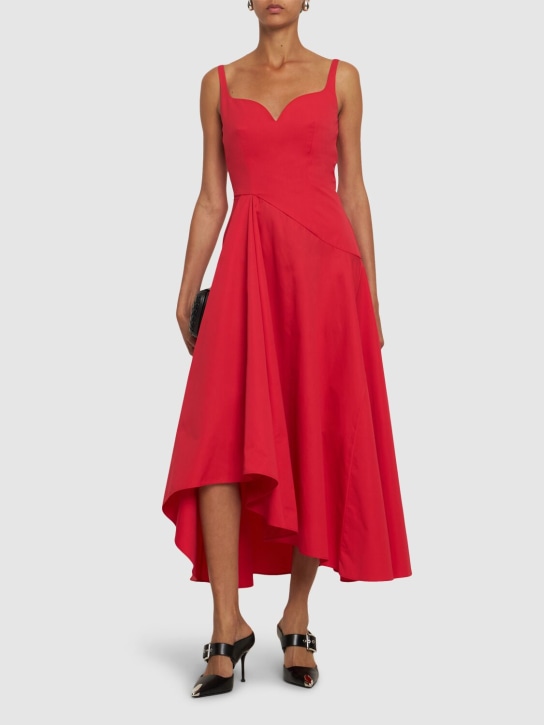 Alexander McQueen: Poplin midi dress - Lust Red - women_1 | Luisa Via Roma