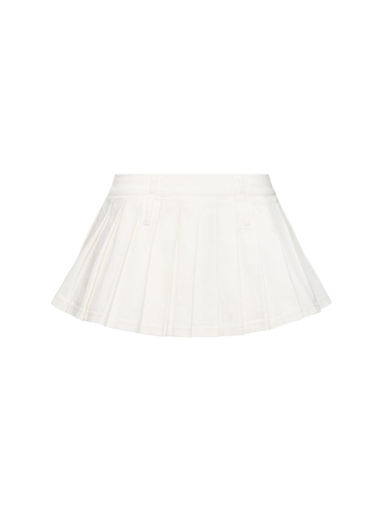The Frankie Shop: Blake pleated denim mini skirt - White - women_0 | Luisa Via Roma