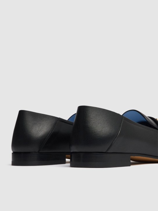 Versace: Leather logo loafers - Black - men_4 | Luisa Via Roma
