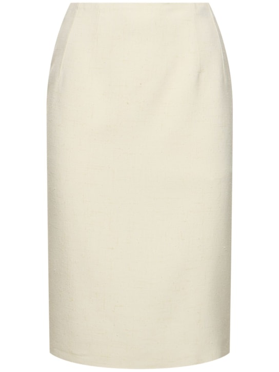 Versace: 粘胶纤维&真丝迷笛半身裙 - 白色 - women_0 | Luisa Via Roma