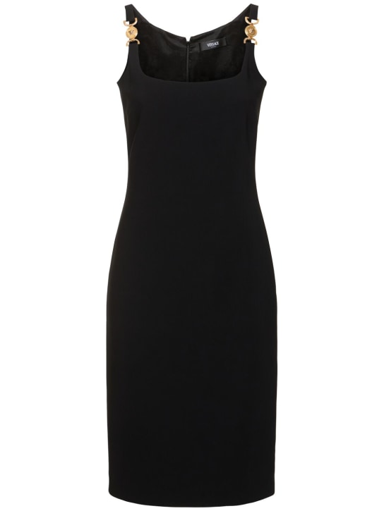Versace: Stretch cady midi dress - Black - women_0 | Luisa Via Roma