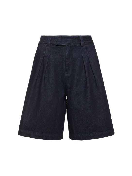 The Frankie Shop: Xavier cotton denim Bermuda shorts - Blue - women_0 | Luisa Via Roma