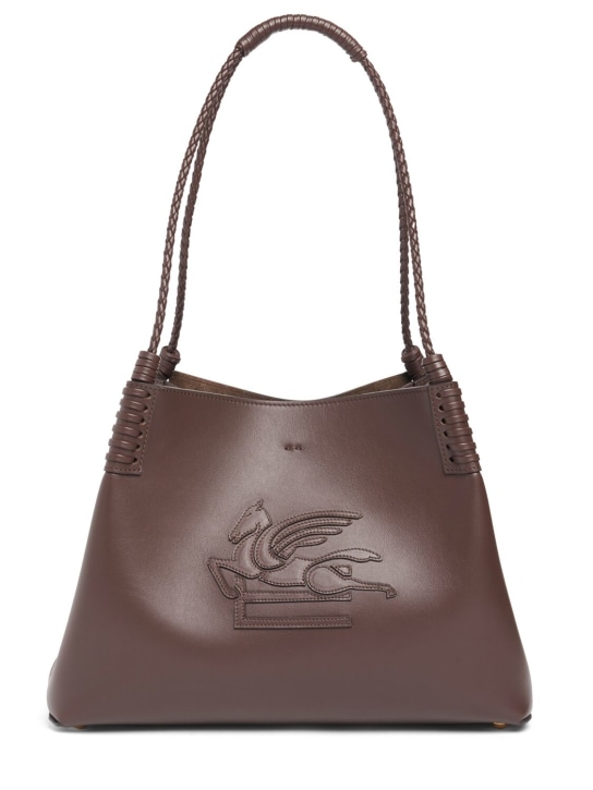 Etro: Petit sac porté épaule en cuir Libra - Marron - women_0 | Luisa Via Roma