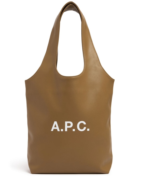 A.P.C.: Small Ninon faux leather tote bag - Açık Haki - women_0 | Luisa Via Roma