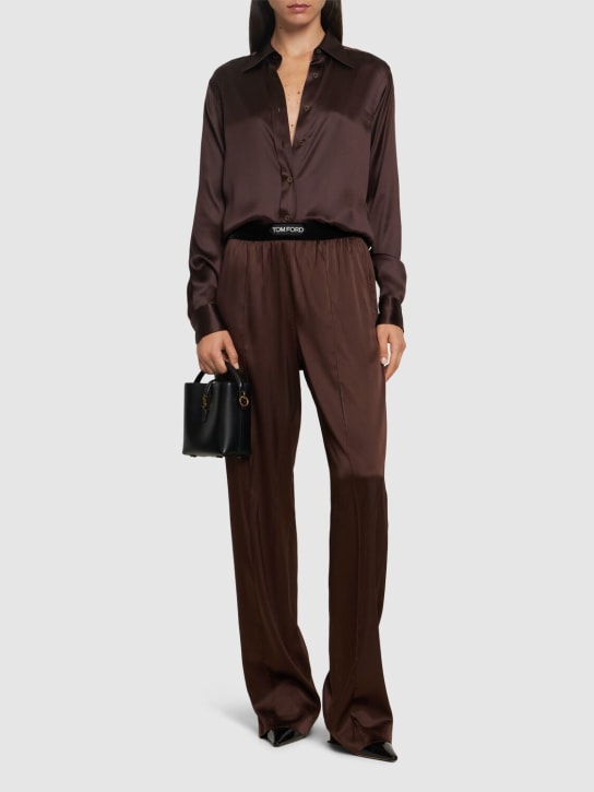 Tom Ford: Fluid silk charmeuse shirt - Brown - women_1 | Luisa Via Roma