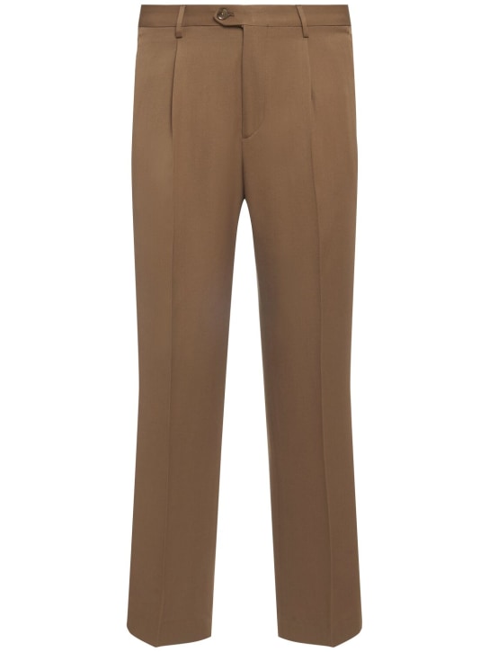 Etro: Wool single pleat pants - Brown - men_0 | Luisa Via Roma