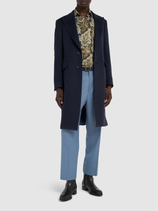 Etro: Roma cashmere peak lapel coat - men_1 | Luisa Via Roma