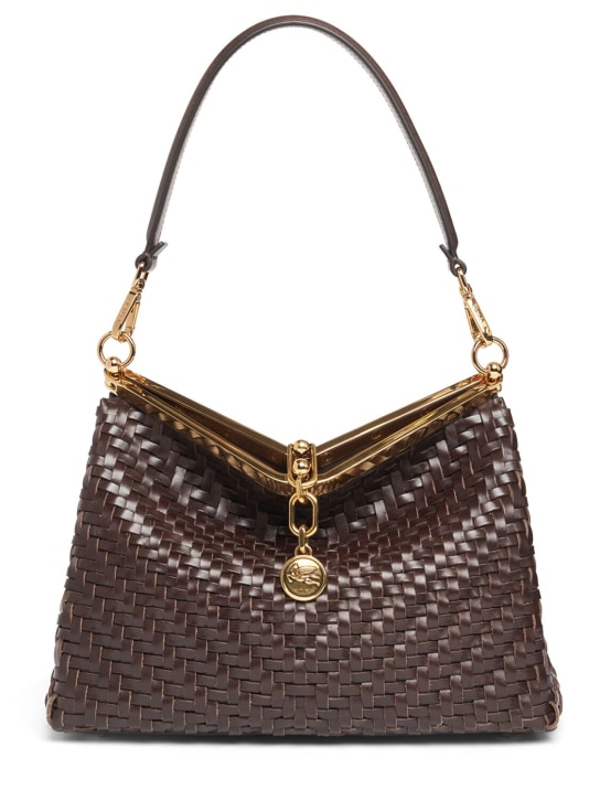 Etro: Medium Vela woven shoulder bag - Brown - women_0 | Luisa Via Roma