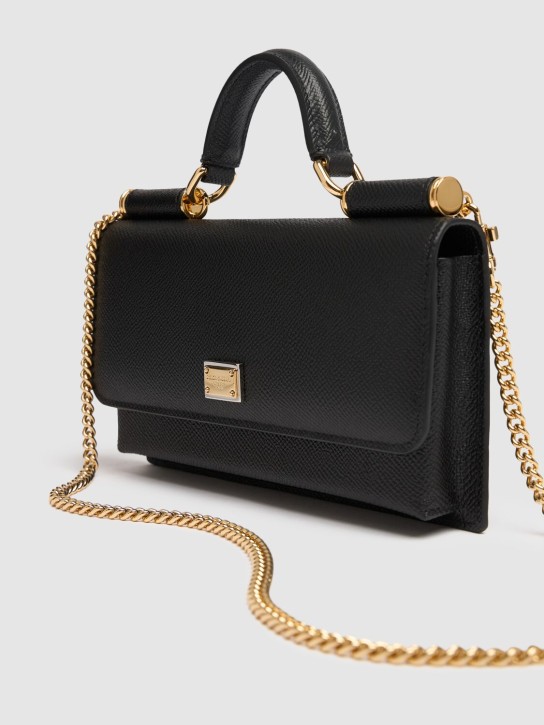 Dolce&Gabbana: Micro Sicily elongated leather bag - Black - women_1 | Luisa Via Roma