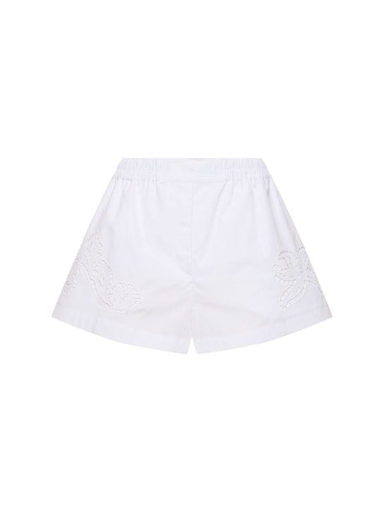 Versace: Shorts aus Popeline mit Druck - Weiß - women_0 | Luisa Via Roma