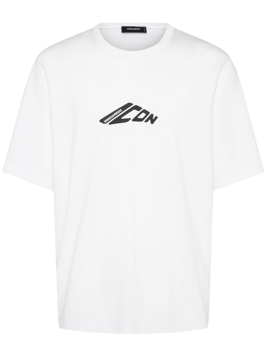 Dsquared2: T-shirt loose à logo - Blanc - men_0 | Luisa Via Roma