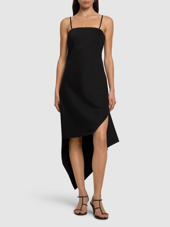 Helmut Lang: Scarf hem wool midi dress - Black - women_1 | Luisa Via Roma