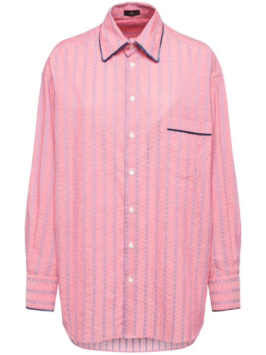 Etro: Gestreiftes Hemd aus Baumwollpopeline - Pink/Multi - women_0 | Luisa Via Roma