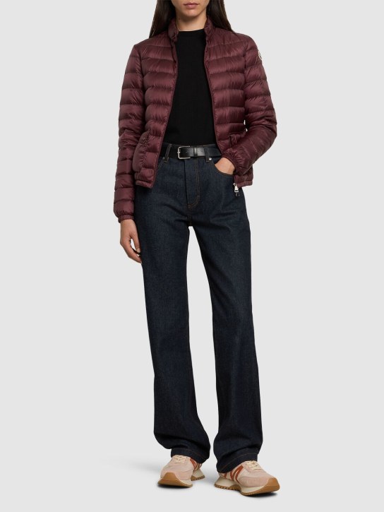 Moncler: Lans nylon short down jacket - Burgundy - women_1 | Luisa Via Roma