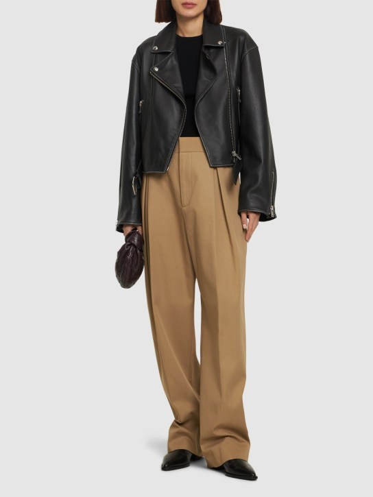 Weekend Max Mara: Saletta belted leather biker jacket - women_1 | Luisa Via Roma
