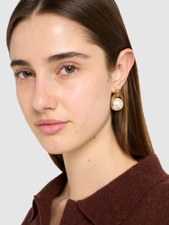 Etro: Monkey stud earrings - Natural White - women_1 | Luisa Via Roma