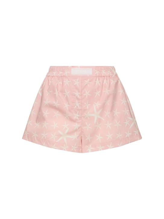 Versace: Shorts de algodón estampados - Rosa/Blanco - women_0 | Luisa Via Roma
