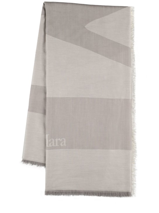 Max Mara: Aral silk blend scarf - Grigio Chiaro - women_0 | Luisa Via Roma