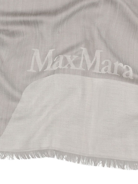Max Mara: Aral silk blend scarf - Grigio Chiaro - women_1 | Luisa Via Roma