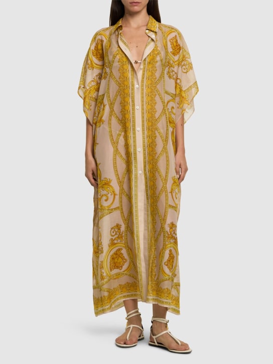 Versace: Printed cotton & silk beach robe - women_1 | Luisa Via Roma