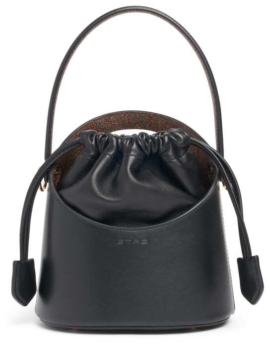 Etro: Mini Saturno leather bucket bag - Black - women_0 | Luisa Via Roma