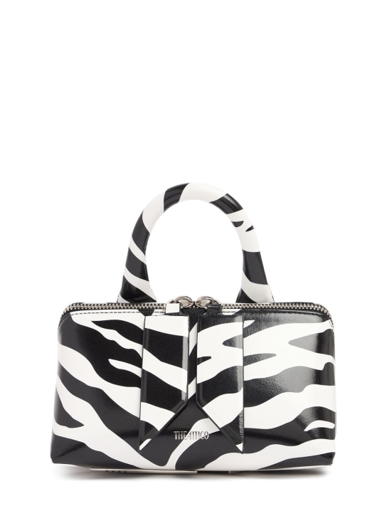 The Attico: Mini Friday leather top handle bag - Beyaz/Siyah - women_0 | Luisa Via Roma