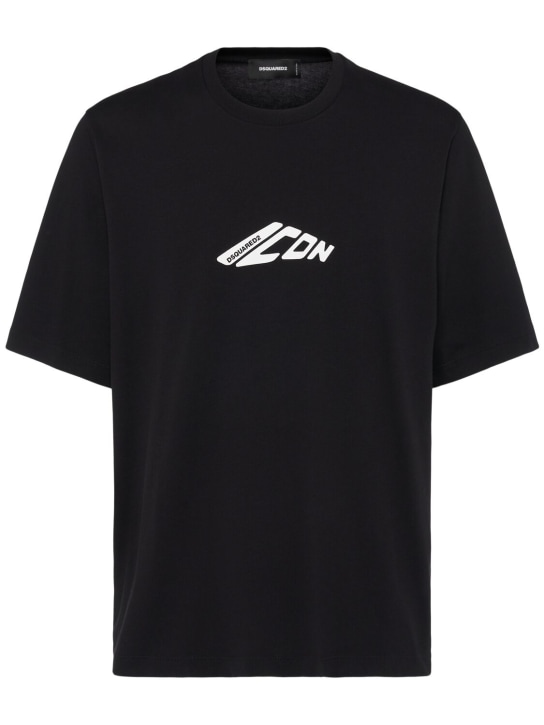 Dsquared2: Loose fit icon logo t-shirt - Black - men_0 | Luisa Via Roma