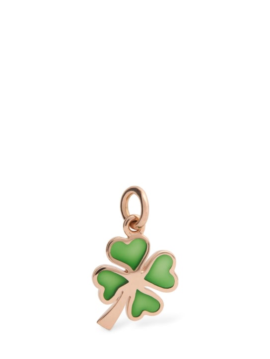 DoDo: 9kt Rose Gold four-leaf clover charm - Green/Gold - women_0 | Luisa Via Roma