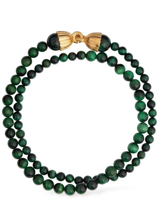 Timeless Pearly: Malachite double wrap collar necklace - Green - women_0 | Luisa Via Roma
