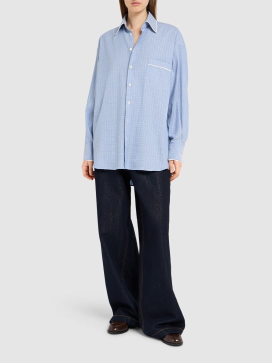 Etro: 条纹棉质府绸衬衫 - 蓝色/多色 - women_1 | Luisa Via Roma