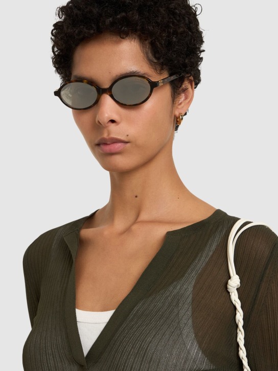 Miu Miu: Round acetate sunglasses - Havana/Grey - women_1 | Luisa Via Roma