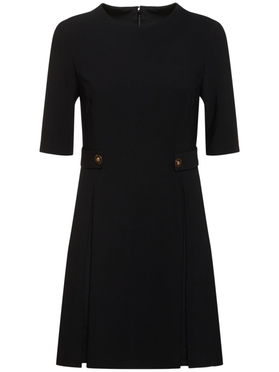 Versace: Vestido corto de cady de algodón - Negro - women_0 | Luisa Via Roma
