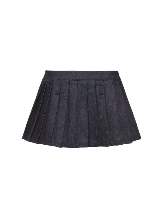 The Frankie Shop: Blake pleated denim mini skirt - Mavi - women_0 | Luisa Via Roma