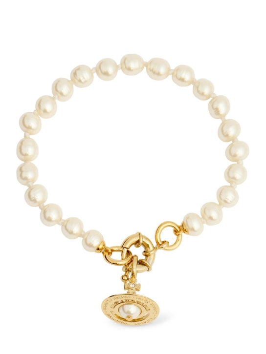 Vivienne Westwood: Aleksa imitation pearl bracelet - Cream/Gold - women_0 | Luisa Via Roma