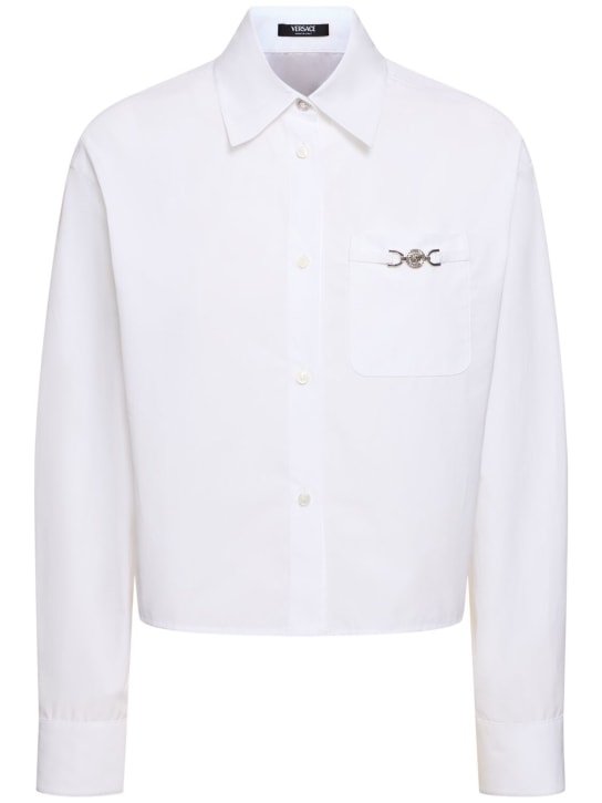 Versace: Informal cotton poplin shirt - White - women_0 | Luisa Via Roma