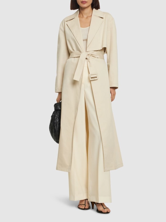 Theory: Wrap stretch cotton trench coat - Beige - women_1 | Luisa Via Roma
