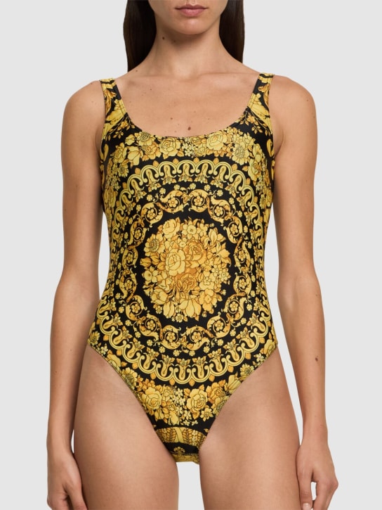 Versace: Barocco lycra one piece swimsuit - Gold - women_1 | Luisa Via Roma
