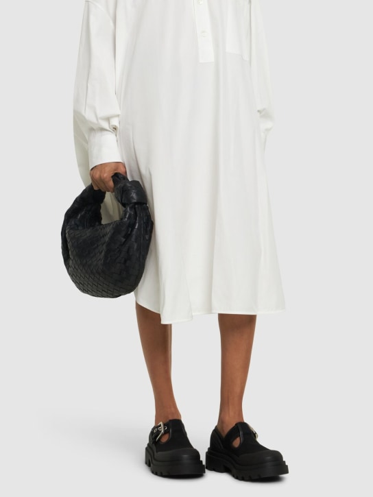 Bottega Veneta: 70mm Trek canvas blend Mary Jane loafers - Siyah - women_1 | Luisa Via Roma