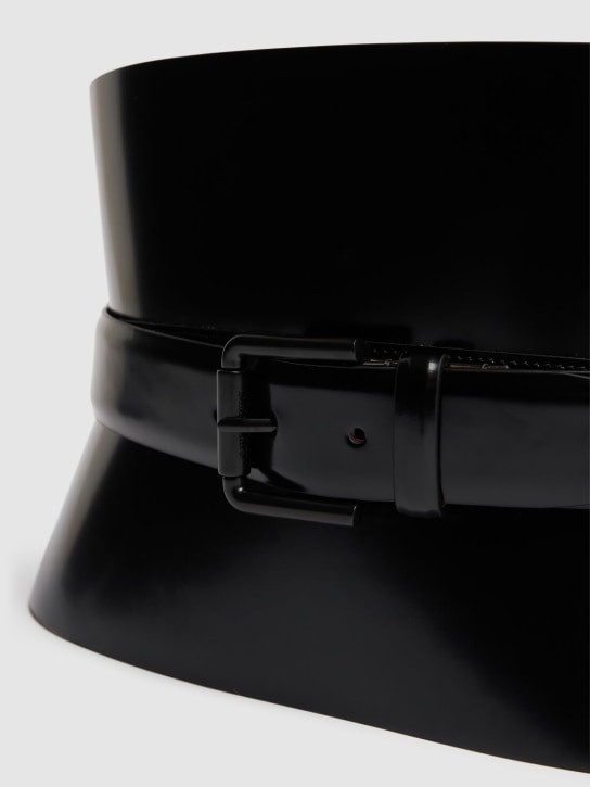 Max Mara: 175 Bustier leather belt - Siyah - women_1 | Luisa Via Roma