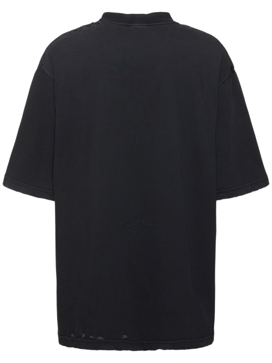 Balenciaga: Paris Liberty cotton t-shirt - Washed Black - men_4 | Luisa Via Roma