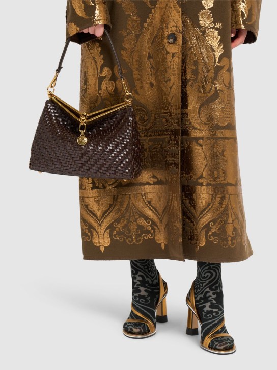 Etro: Medium Vela woven shoulder bag - Brown - women_1 | Luisa Via Roma