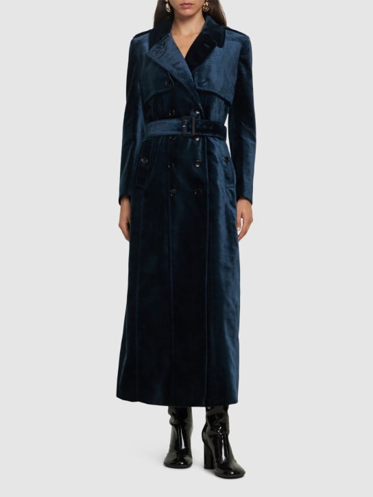 Tom Ford: Slubbed velvet long trench coat - women_1 | Luisa Via Roma