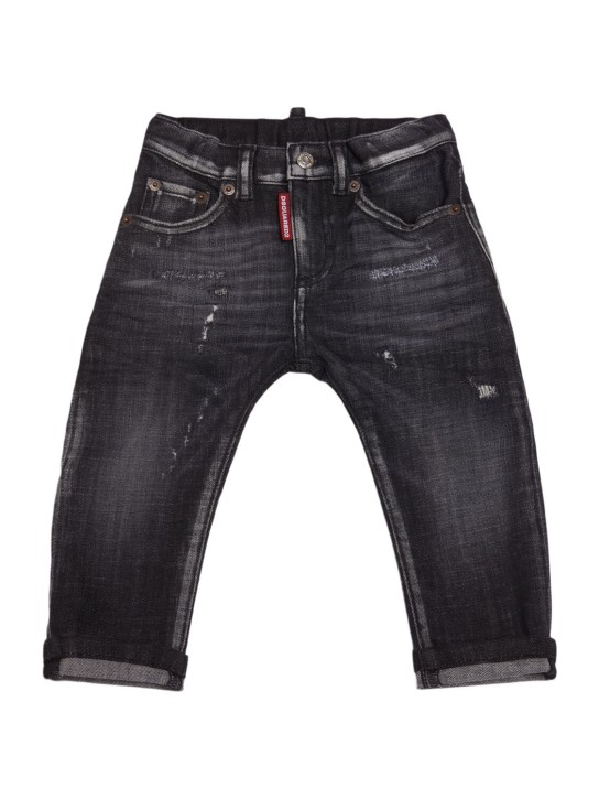 Dsquared2: Jeans de denim de algodón stretch - Gris Oscuro - kids-boys_0 | Luisa Via Roma
